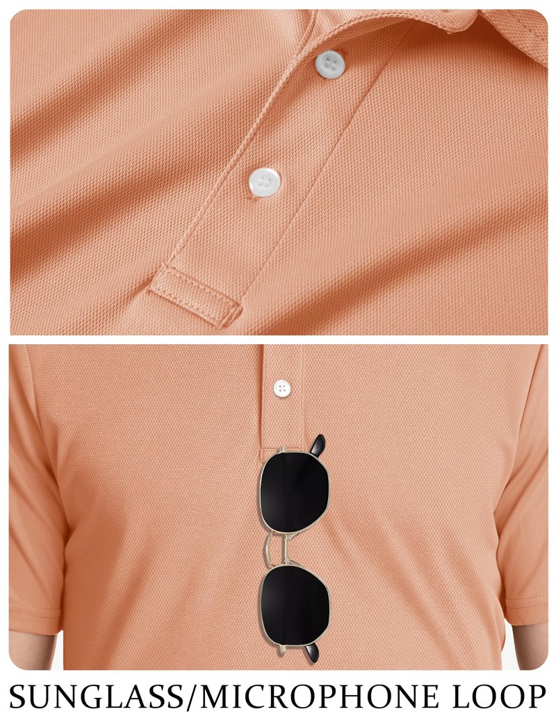 TACVASEN Mens Golf Shirt Dry Fit Mens Polo Shirts Short Sleeve Performance Golf Polos for Men with Collar Work Shirts Apricot, XL