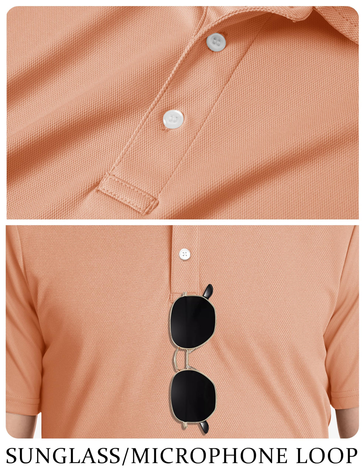 TACVASEN Mens Golf Shirt Dry Fit Mens Polo Shirts Short Sleeve Performance Golf Polos for Men with Collar Work Shirts Apricot, 3XL