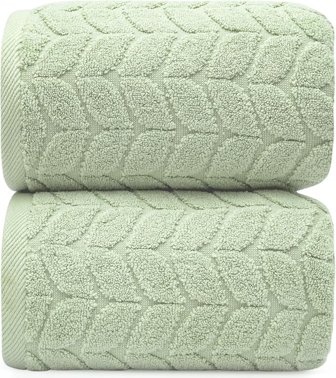 Ultra Soft & Stylish 700 GSM Luxury Bath Sheets | Pack of 2 | Extra Large 35x70 Inches | 100% Zero-Twist, Long-Staple Cotton | Remarkably Absorbent (Eucalyptus Green)