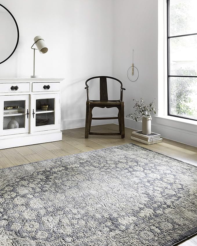 Loloi Teagan Collection TEA-01 Denim/Mist 2'-8" x 10'-6" Runner Rug, Large, Soft Neutral Rug, High-Traffic for Living Room, Bedroom, Home Office, Dining Area