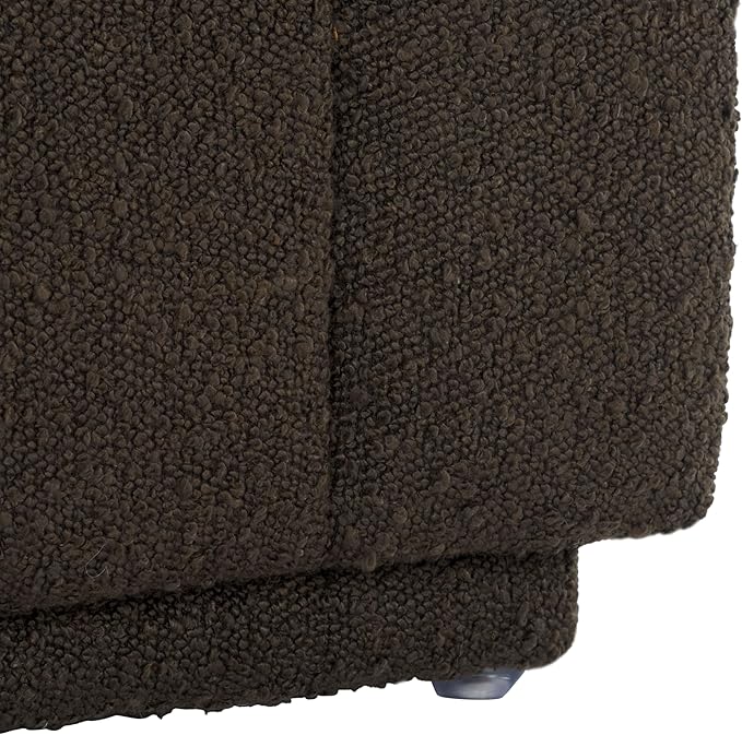 SAFAVIEH Home Collection Joseph Brown Boucle Channel Tufted Square Ottoman Seat Foot Rest (Fully Assembled)