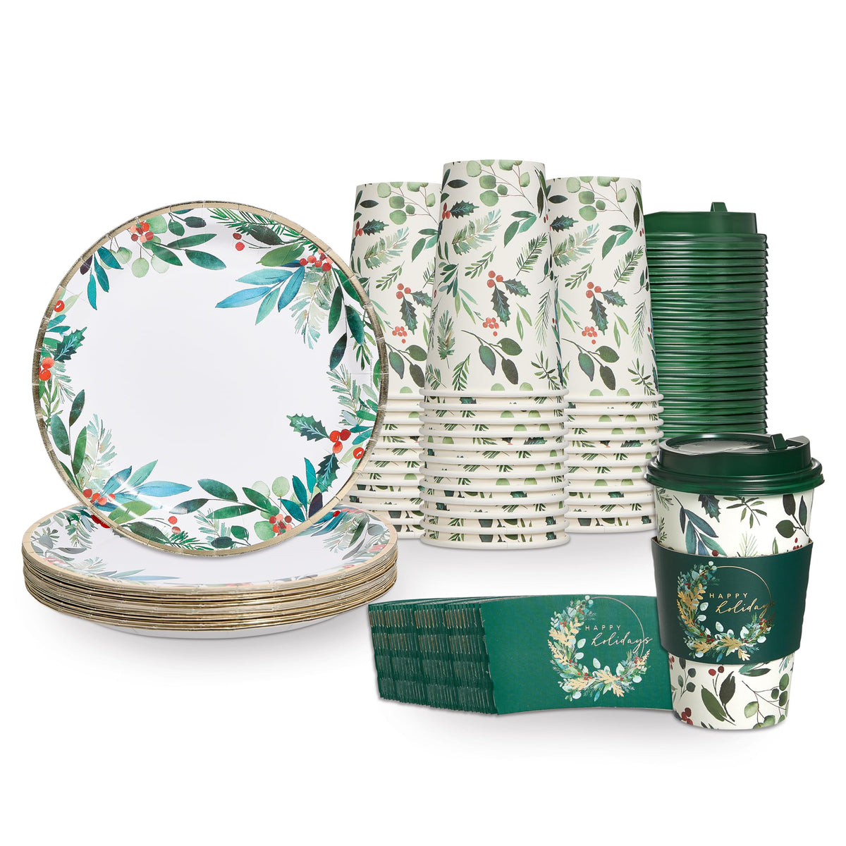 Papyrus Disposable Tabletop Dinnerware Set - Elegant and Sturdy Plates and Cutlery for Any Occasion, Peppermint, Napkins