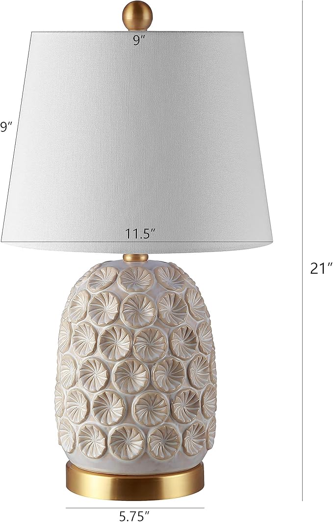 Safavieh Lighting Collection Lamson Cream 21-inch Bedroom Living Room Home Office Desk Nightstand Table Lamp (LED Bulb Included)