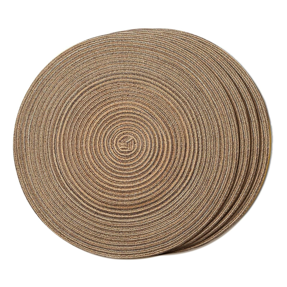 FunWheat Round Braided Placemats Set of 4 Place mats for Dining Tables Woven Heat Resistant Table Mats 15 inch (Wine,4pcs)