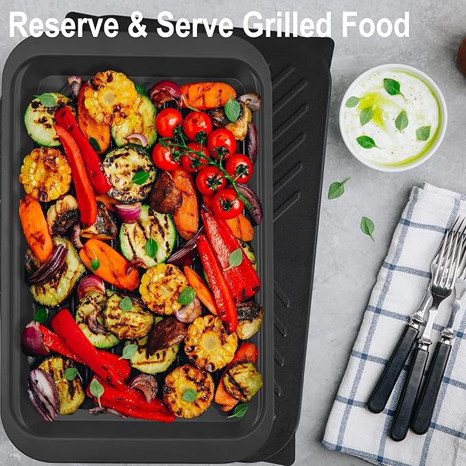 Czlizdyt Bamboo Grilling Prep and Serve Trays with lid, BBQ Tray for Marinating Raw and Cooked Food, Diswasher Safe Nesting Trays Black in Red