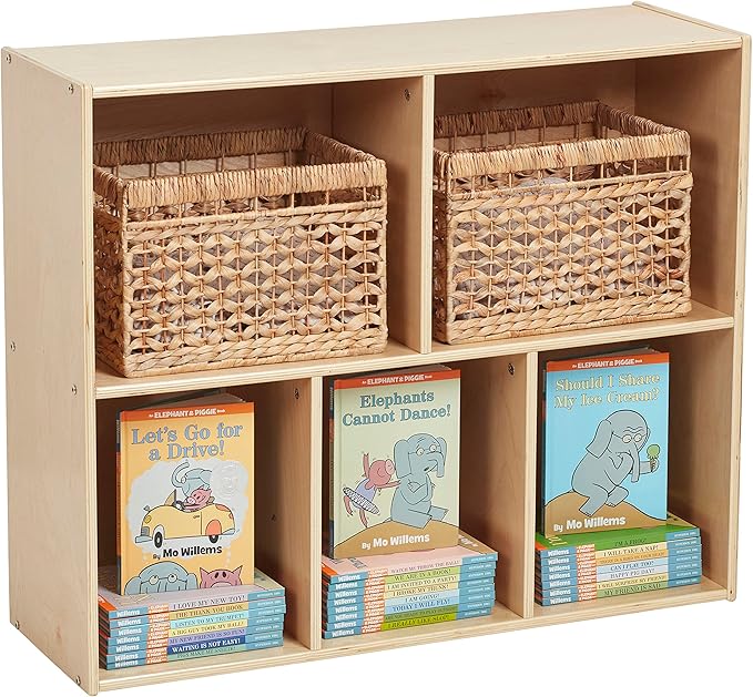ECR4Kids Streamline 5-Compartment Storage Cabinet, 30in, Classroom Furniture, Natural