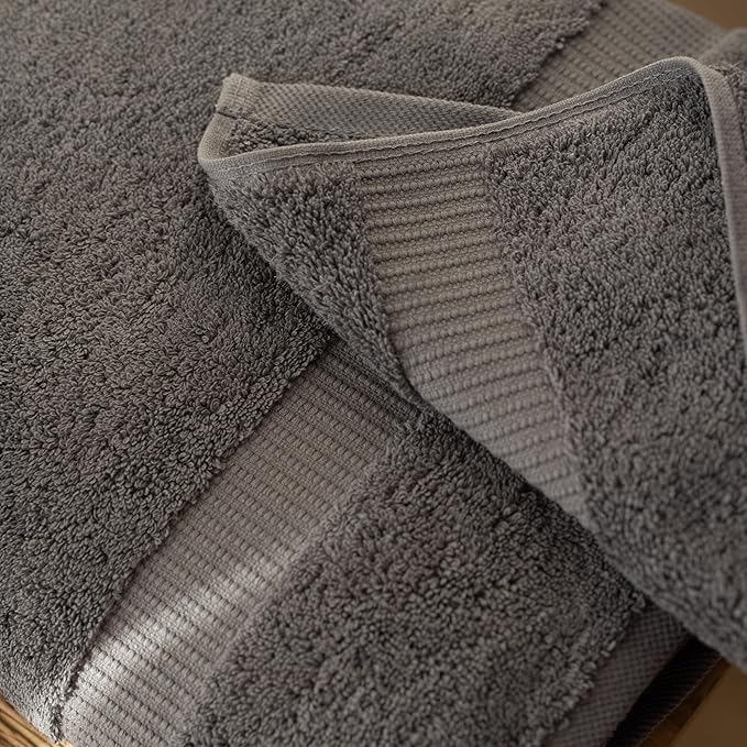 SALBAKOS 100% Turkish Cotton Extra Large Bath Sheet Set of 2 35x70 inch | Heirloom Quality | Hotel & Spa Collection | Ultra Soft, Absorbent Oversize Bath Towels | Made in Turkey (Gray, 2 Bath Sheets)