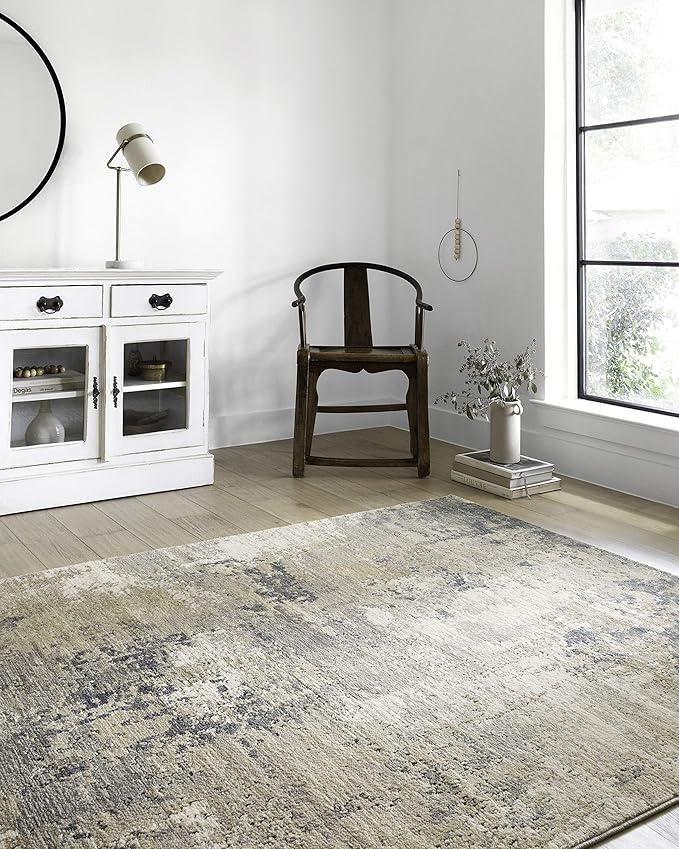 Loloi Teagan Collection TEA-06 Sand/Mist 9'-9" x 13'-6" Area Rug, Large, Soft Neutral Rug, High-Traffic for Living Room, Bedroom, Home Office, Dining Area