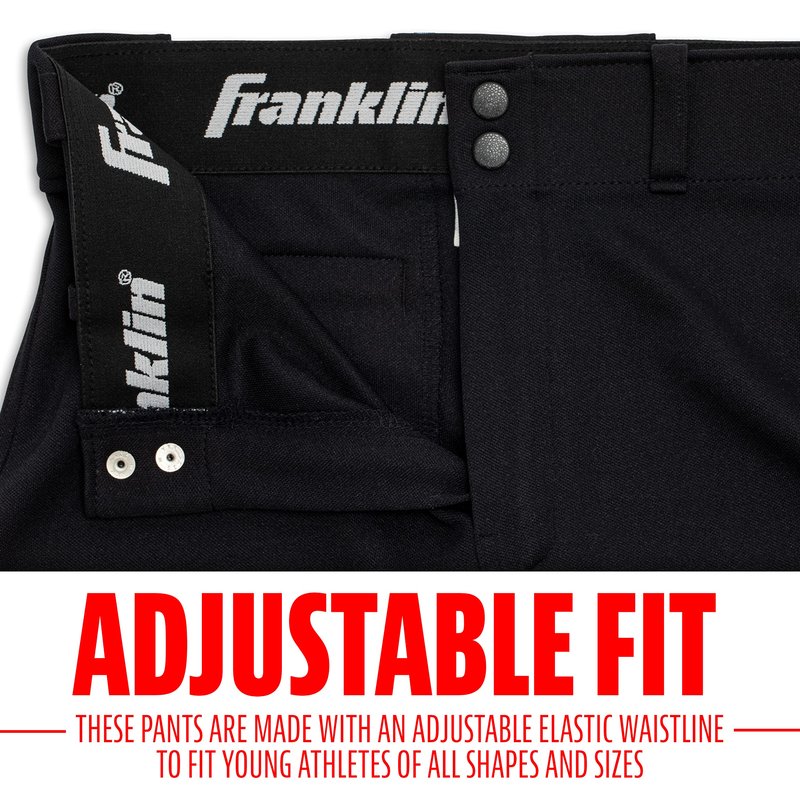 Franklin Sports Youth Baseball and Softball Pants with Belt Loop - Baseball Pants for Girls and Boys - Knicker - Youth X Small - Black