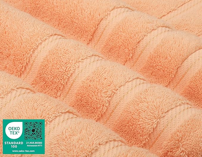 American Soft Linen Luxury 6 Piece Towel Set, 2 Bath Towels 2 Hand Towel 2 Washcloths, 600 GSM 100% Cotton Turkish Towels for Bathroom, Malibu Peach Towel Sets