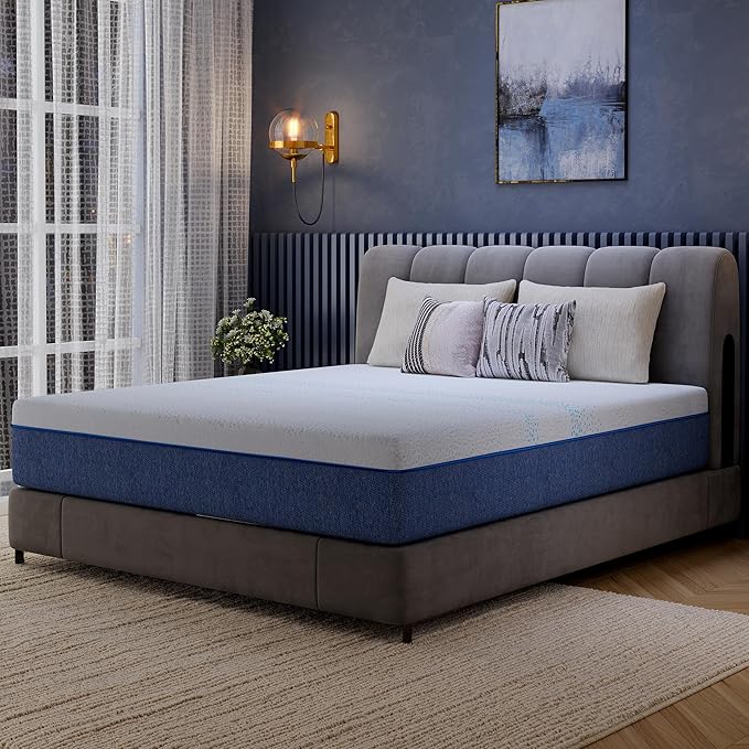 EGOHOME 12 Inch King Mattress, Gel Memory Foam with Charcoal, Fiberglass Free, CertiPUR-US Certified, Temperature-Regulating, Machine Washable Cover, 80" x 76" x 12", Medium