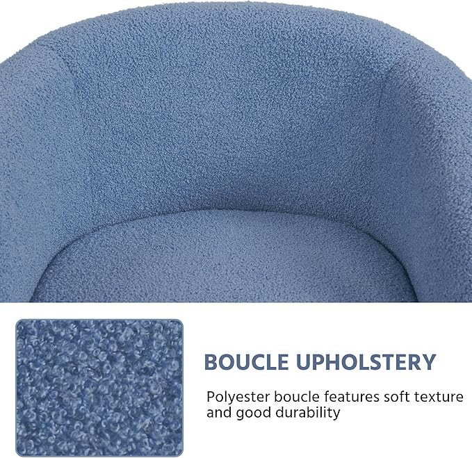 Yaheetech Barrel Chairs, Furry Accent Chairs with Soft Padded Armrest for Living Room Bedroom Waiting Room Office, Set of 2, Blue