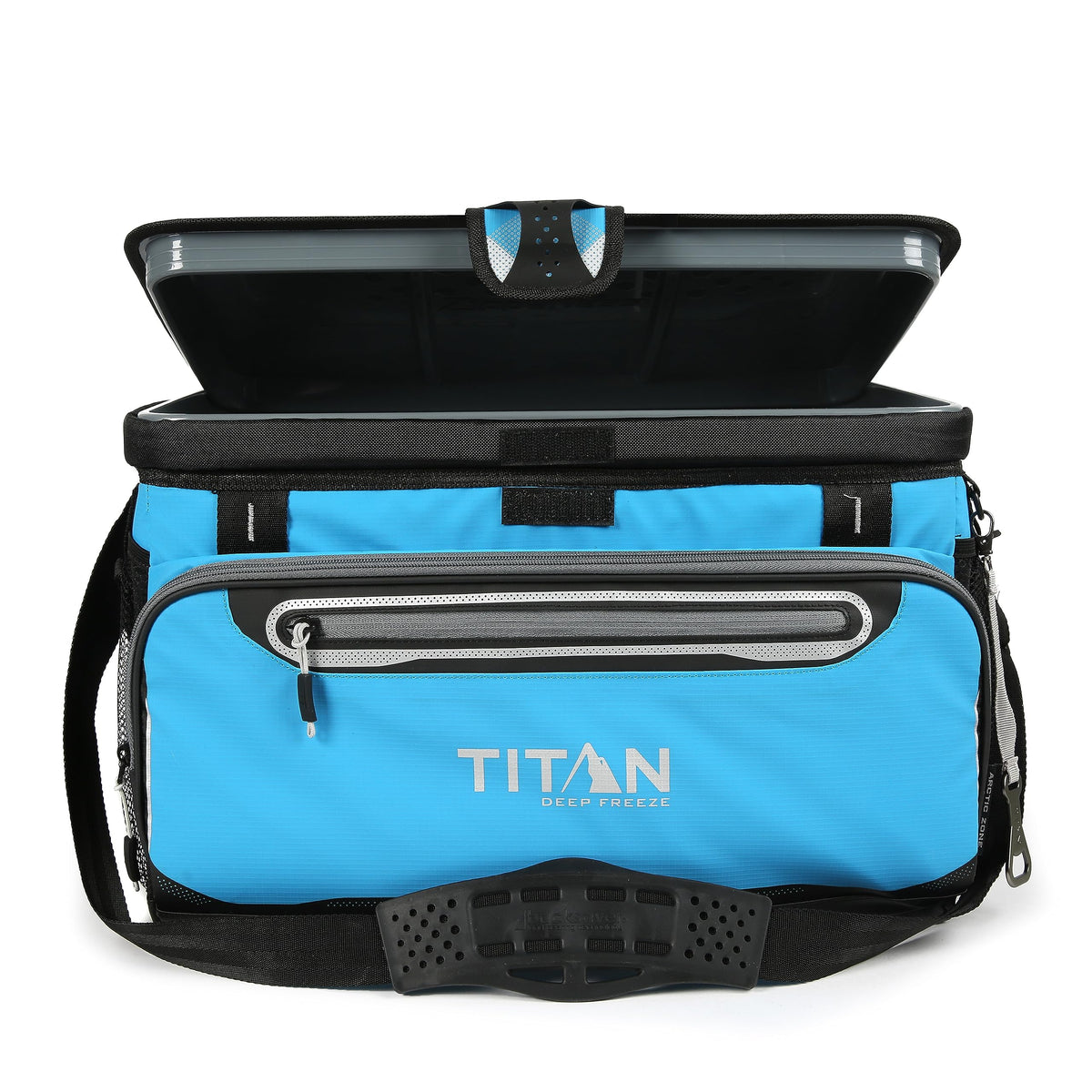 Titan by Arctic Zone Deep Freeze Cooler - 48 Can Zipperless Hardbody Cooler with Deep Freeze Insulation, HardBody Liner, and SmartShelf - Process Blue