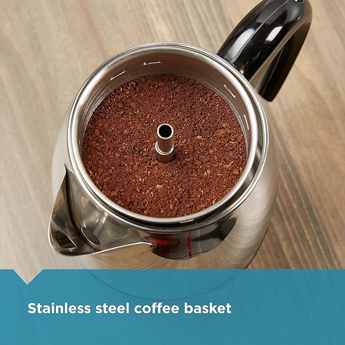 Farberware 4-Cup Stainless Steel Coffee Percolator, Automatic Keep Warm