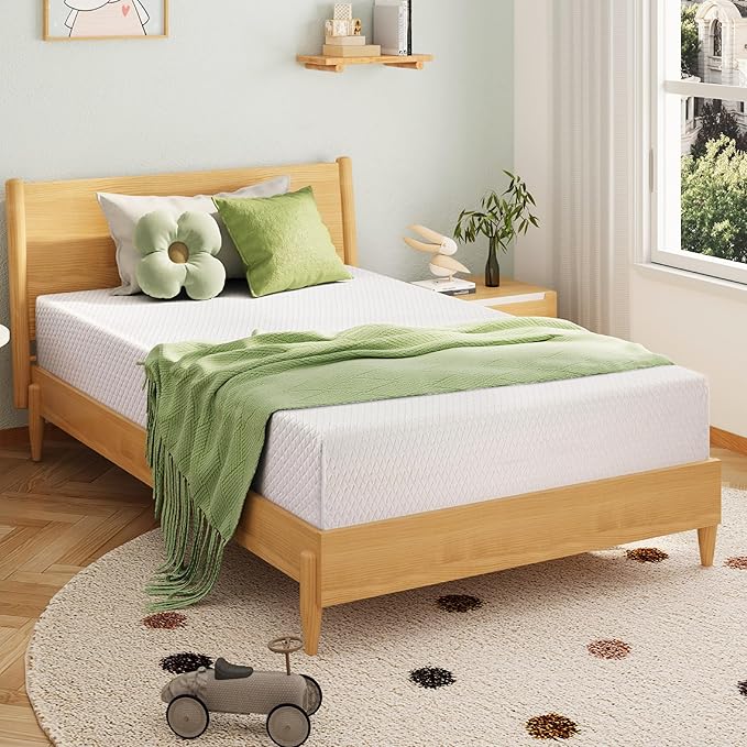 EGOHOME Twin XL Memory Foam Mattress, 6 Inch Bed Mattress in a Box with Cooling Green Tea Gel, Relieve Pressure with Medium Support, CertiPUR-US Certified, 80''L x 38''W, White