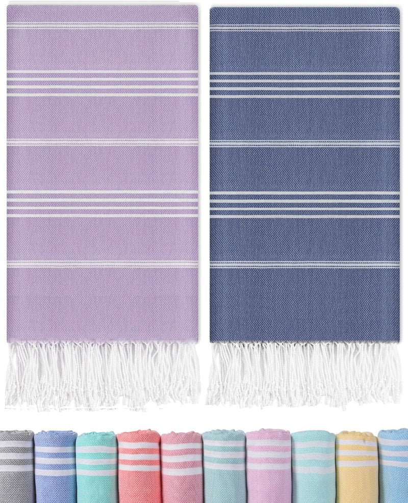 Antfuny 2 Packs Turkish Beach Towels Pool Towel Beach Mat Sauna Blanket Fast Drying Sand Proof Cute Aesthetic Travel Trip XXL Big Wet Cool Beaxh Towell Besch Tows Inside Bundle Couple Cat Each towela