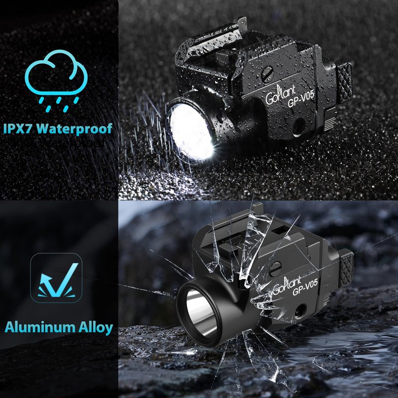 1500 Lumens Aircraft-Grade Aluminum Compact Pistol Flashlight, Picatinny Flashlights Laser Weapon Light, Subcompact Tactical Pistol Lights,Green Laser Light Combo For Handgun, Rechargeable Gun Laser