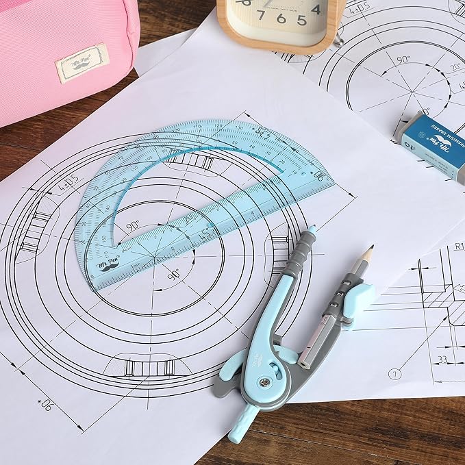 Mr. Pen- Compass and Protractor Set, Math Compass for Geometry and Drawing