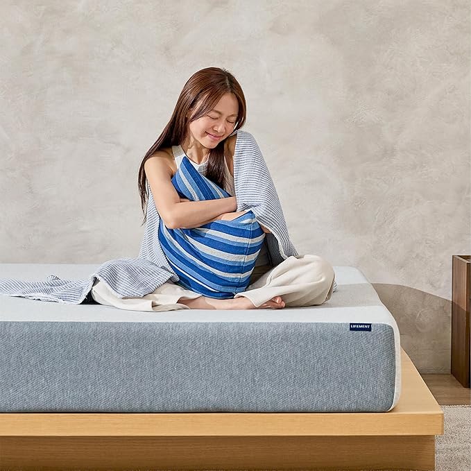 LIFEMENT Basic Twin Graphite Infused Memory Foam Mattress in a Box | Medium Firm Bed, Fiberglass Free, Certified Safe Foam, Cooling Pressure Relief Support, 8 Inch