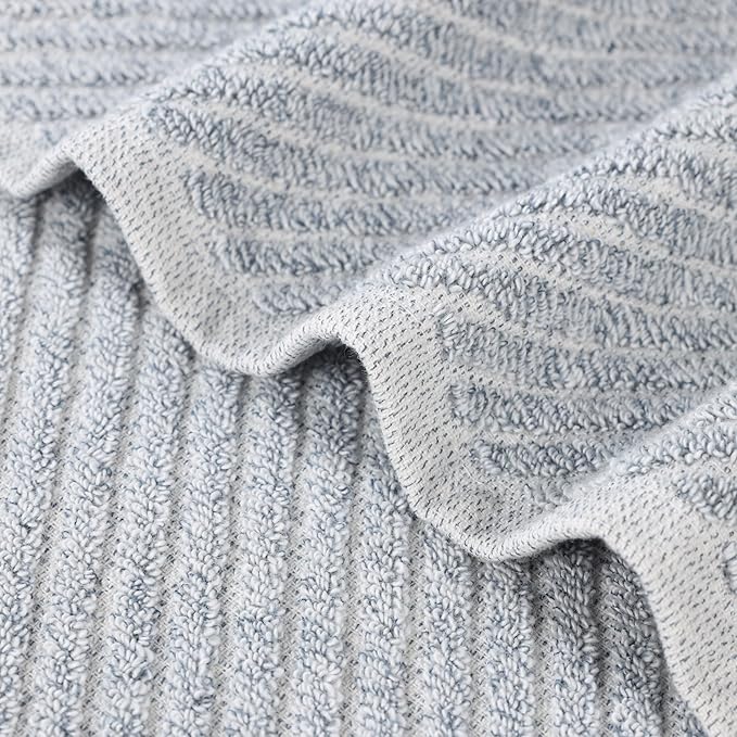 Superior Amelia Viscose Cotton Blend Medium Weight Bath Sheets, for Bathroom, Shower, Spa, Plush, Quick Dry, Ultra-Soft Towels, Essentials, Ribbed Design, Oversized Towels, Set of 2, Denim Blue