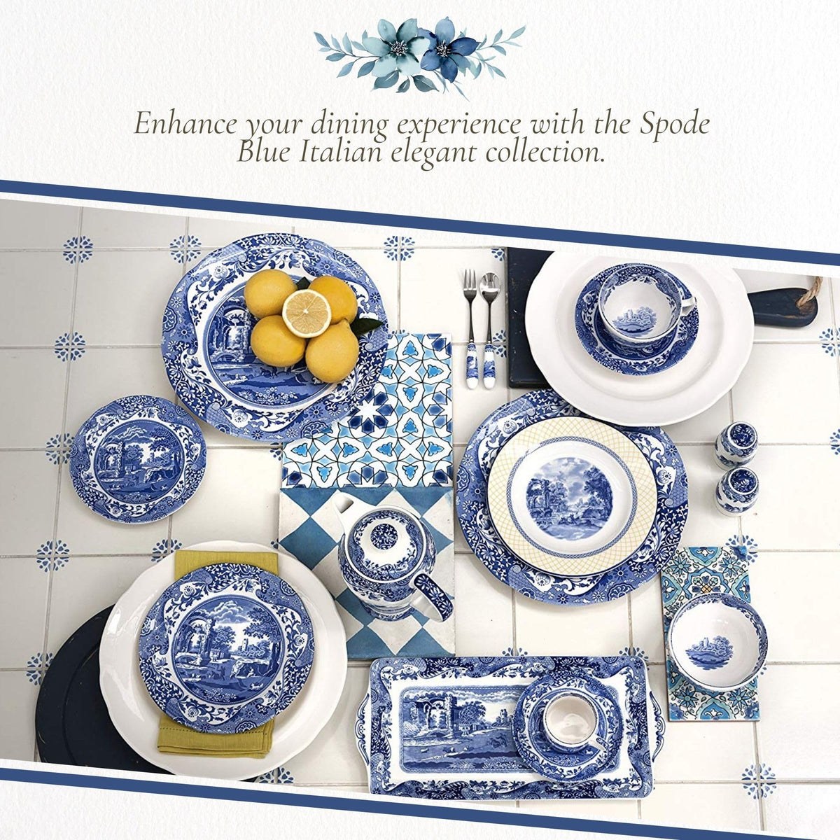 Spode Blue Italian Dip Bowl Set of 3 - 5-Inch Porcelain Bowls with Oriental Design, Dishwasher & Microwave Safe Tableware for Dip, Side, Appetizers, Dessert - Blue & White Dinnerware