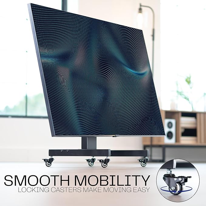 VIVO Low Height TV Cart for 32 to 75 inch Screens, Height Adjustable with Tilt, Holds up to 110 lbs, Max VESA 600x400, Black, STAND-TV02L