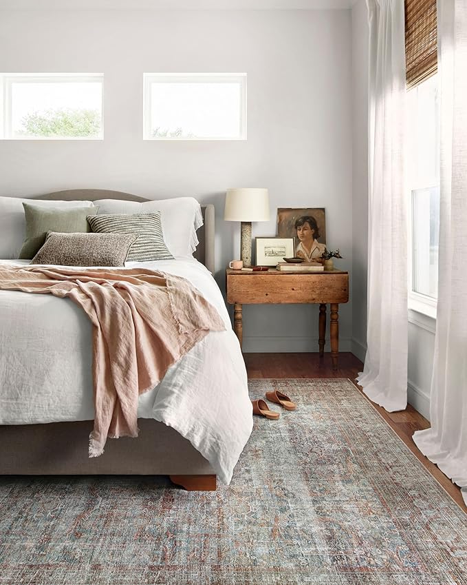 Loloi Chris Loves Julia Jules Collection JUL-05 Lagoon/Brick 8'-6'' x 11'-6'', .13" Pile Height, Area Rug