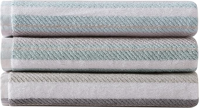 Tommy Bahama - Bath Towels Set, Highly Absorbent Cotton Bathroom Decor, Fade Resistant (Ocean Bay Grey, 3 Piece)