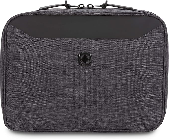 SWISSGEAR Portfolio Cord Organizer Case with Bonus Tablet Sleeve (10” x 7”) | Travel Tech Wire Case | Water Resistant | Zipper Closure – Grey Heather