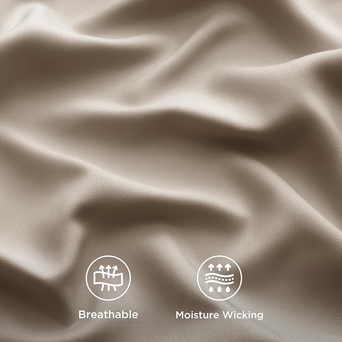 Bedsure Cooling Sheets Twin, Rayon Derived from Bamboo, Breathable & Soft Twin Sheets Set, Deep Pocket Up to 16 Inches, Hotel Luxury Silky Bedding for Hot Sleepers, Simply Taupe