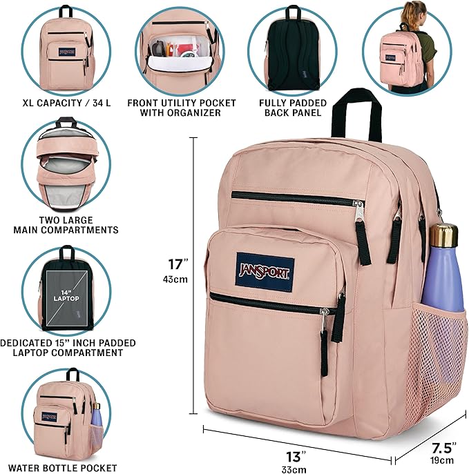 JanSport Laptop Backpack - Computer Bag with 2 Compartments, Ergonomic Shoulder Straps, 15” Laptop Sleeve, Haul Handle - Red/Multi Hippie Days