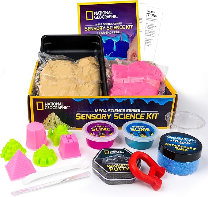 National Geographic Sensory Science Kit - Mega Science Kit, Includes Sensory Play Sand for Kids, Slime, Putty, and Other Projects, Slime Kit for Boys and Girls, Stress Relief Toy (Amazon Exclusive)