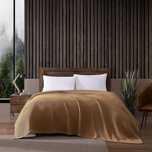 Eddie Bauer Blanket Soft Waffle Weave Bedding, Medium Weight Bedroom Decor, Softens Every Wash, King, Brown