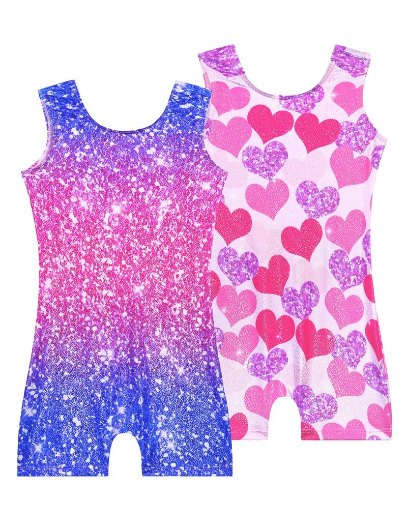 Nokecina Girls Gymnastics Leotards Size 9-10 Years Old Shiny Purple Pink Practice Tank Athletic Bodysuits