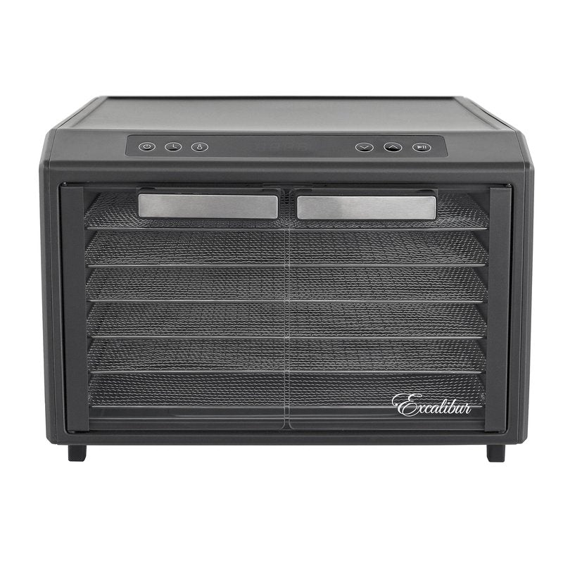 Excalibur Electric Food Dehydrator Select Series 6-Tray with Adjustable Temperature Control Includes Chrome Plated Drying Trays Stainless Steel Construction and Glass French Doors, 700-Watts, Black