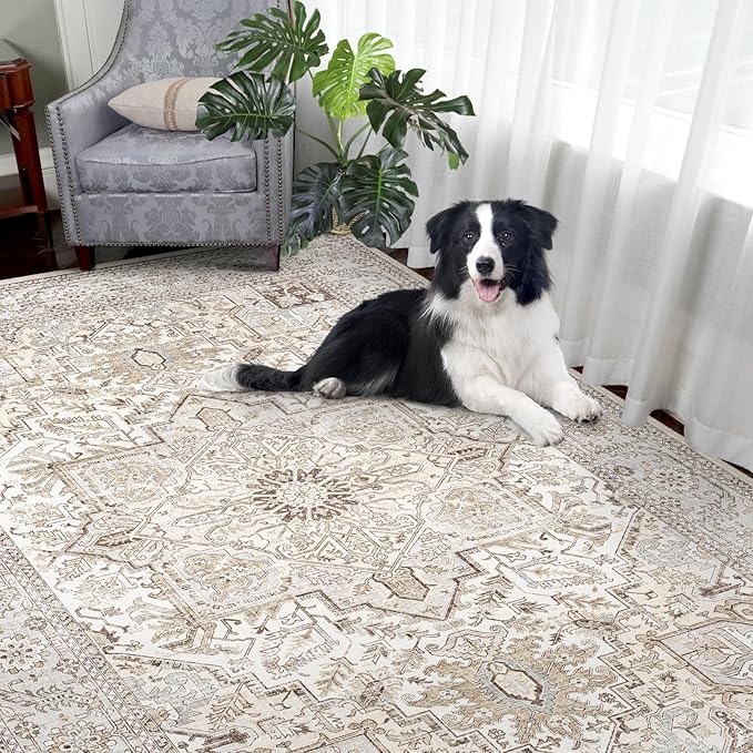 Area Rug 5x7 for Living Room Bedroom, Non-Slip Dining Room Rugs, Extra Soft Non Shedding Non Skid Durable Vintage Carpet 5x7 Washable Area Rug Machine Washable Area Rugs…