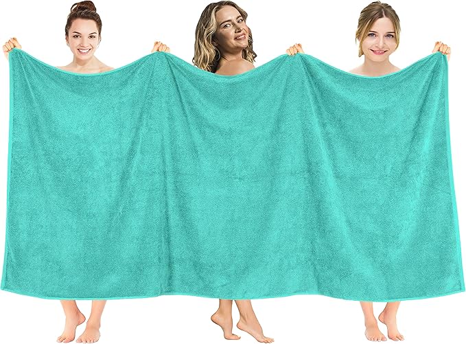 American Soft Linen Oversized Bath Sheet 40x80 Extra Large for Bathroom, 600 GSM 100% Cotton Turkish Jumbo Bathsheet Towels for Adults, Turquoise Bath Sheet