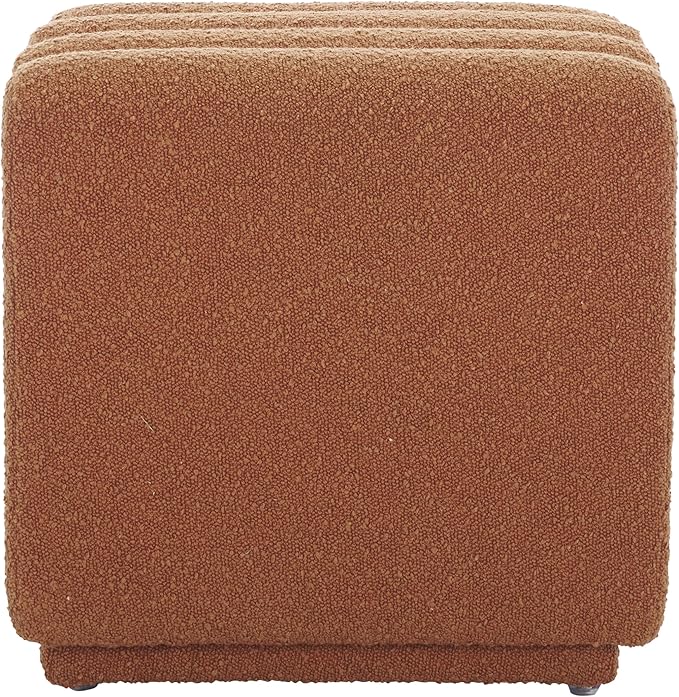 SAFAVIEH Home Collection Joseph Rust Boucle Channel Tufted Square Ottoman Seat Foot Rest (Fully Assembled)