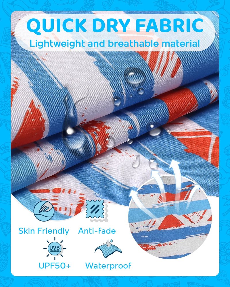 maamgic Boys Swim Trunks with Compression Liner Toddler Boy Swimsuit Quick Dry 4-Way Stretch Swimming Trunks Mottled Stripes 4T