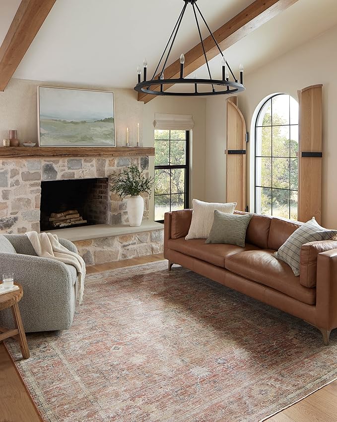 Loloi Magnolia Home by Joanna Gaines Millie Collection MIE-04 Sunset/Multi 7'-10" x 7'-10", .25" Pile Height, Round Area Rug
