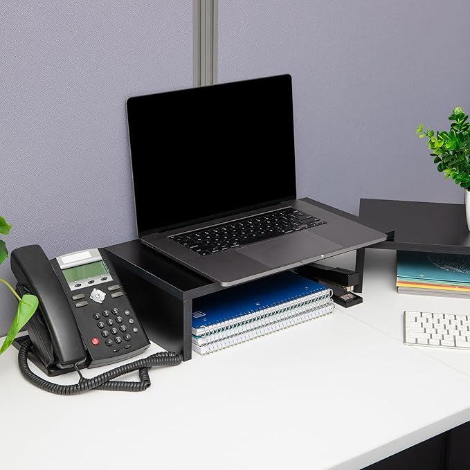 Mind Reader Dual Monitor Stand, Desktop Organizer, Laptop Riser, Office, MDF, 51.25"L x 9.25"W x 4.75"H, Black