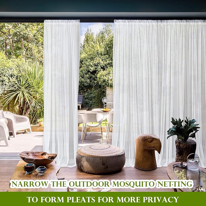 RYB HOME 2 Panels Porch Screen Mesh Outdoor Curtains Lightweight Mosquito