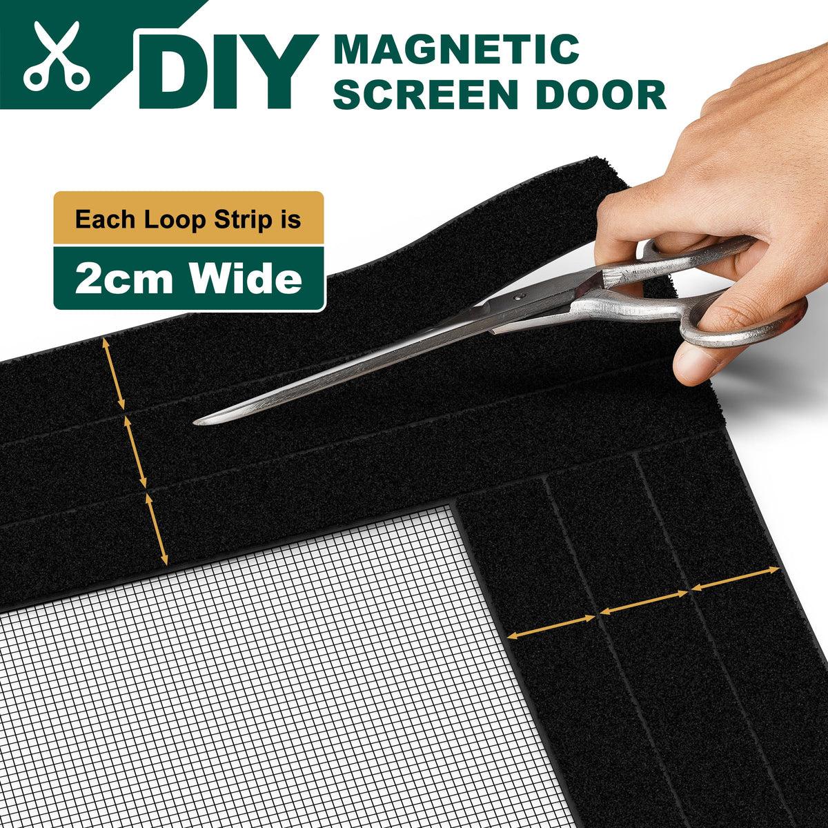 HADOR Adjustable Magnetic Screen Door Fit Door Size Width 29" - 33" Height 79" - 81", DIY Widen Heavy Duty Door Net Screen Mesh with Strong Magnet for Front Back, Black