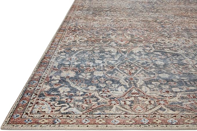 Loloi Chris Loves Julia Jules Collection JUL-06 Denim/Spice 8'-6'' x 11'-6'', .13" Pile Height, Area Rug