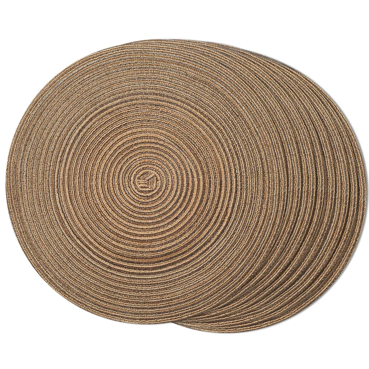 FunWheat Round Braided Placemats Set of 4 Place mats for Dining Tables Woven Heat Resistant Table Mats 15 inch (Wine,4pcs)