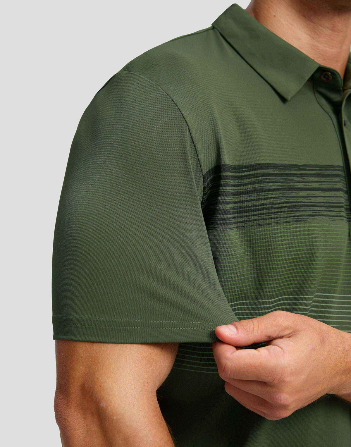 Men's Golf Shirts Dry Fit Moisture Wicking Performance Short Sleeve Collared Polo Shirts for Casual Tennis Bussiness (Dark Green Stripe, L)