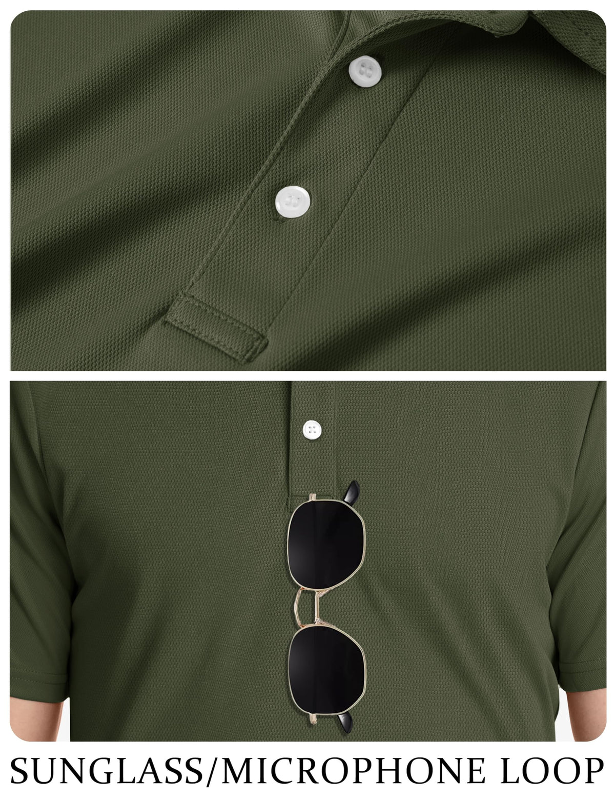 TACVASEN Mens Golf Shirt Dry Fit Mens Polo Shirts Short Sleeve Performance Golf Polos for Men with Collar Work Shirts Army Green, 2XL