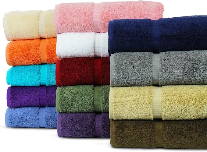 Luxury Hotel & Spa Collection Highly Absorbent, quick dry 100% Turkish Cotton 700 GSM, Eco friendly Towel, For Bathroom, Gymand Kitchen Dobby Border Soft Towel Set (Mix Color, Wash Cloths - Set of 12)