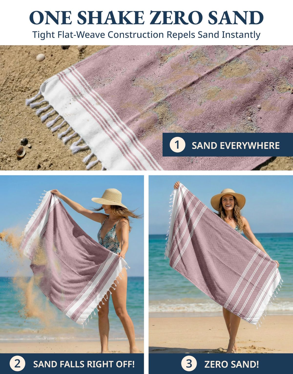 LANE LINEN Beach Towels for Women, 2 Pack Large Beach Towels Oversized, Pre-Washed, No-Shrink Sand Free, Quick Dry, Lightweight Travel Towel, Soft Beach Bath Towel, 39"x71" - Fired Brick