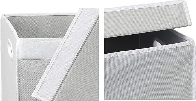 Simple Houseware Double Laundry Hamper with Lid and Removable Bags, Grey